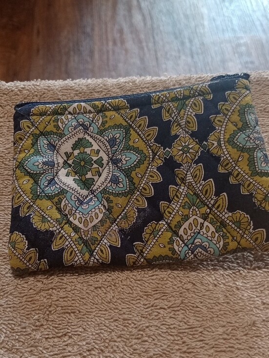 Vera Bradley Other - Quilted Vera Bradley Pouch Navy Ribbon Accent Statement Bag Quiet Luxury